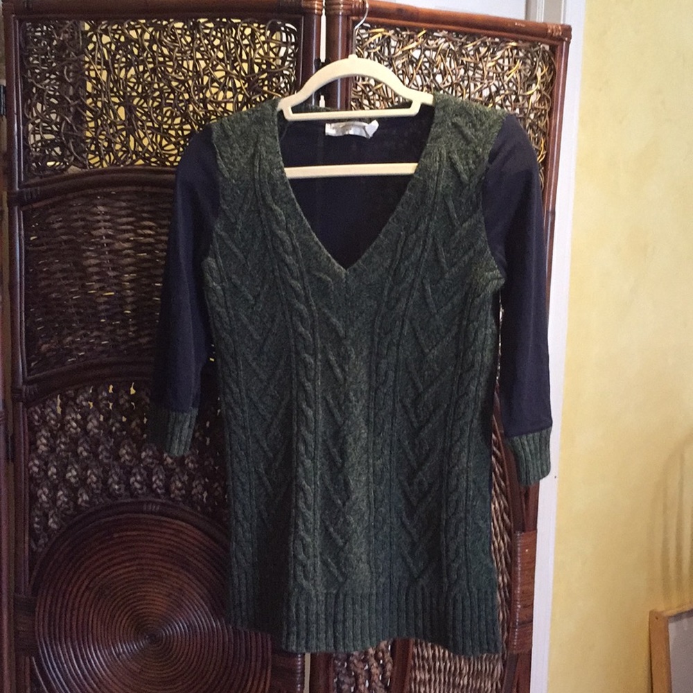 Wool front cotton back sweater